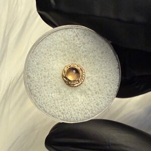Beautiful Asymmetrical Moonstone Gem Encased 14k YG Twisted Rope Threadless End